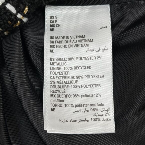 ON 34th Women’s Tweed Bomber Jacket Small Black / Gold Metallic Full-Zip Pockets - Picture 12 of 12